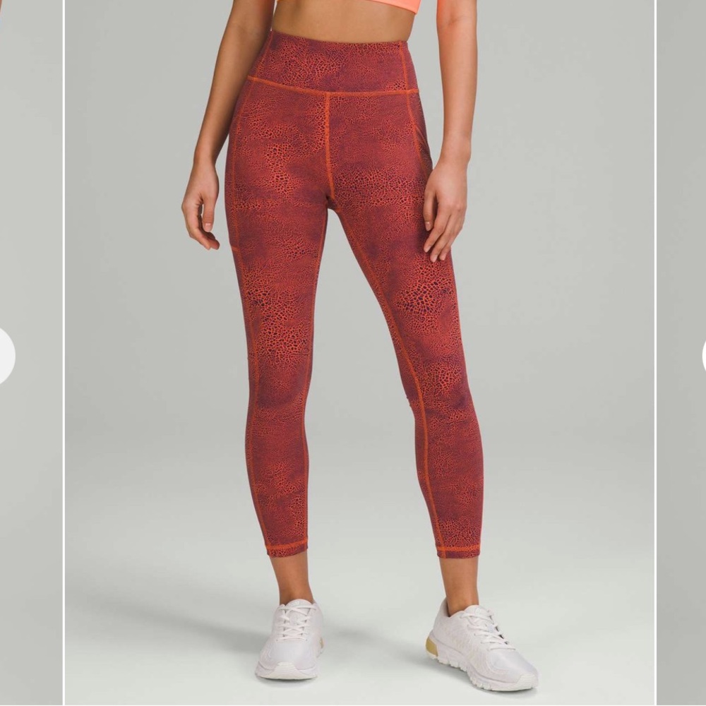 605. NWOT - Lululemon Invigorate High Rise Tight 25” Crackle Vintage Orange
